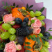 Букет из фруктов, ягод и кустовой розы