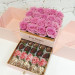 Розы с клубникой в шоколаде в розовой шкатулке 