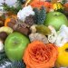 Корзина с цветами, фруктами, мёдом и сухофруктами